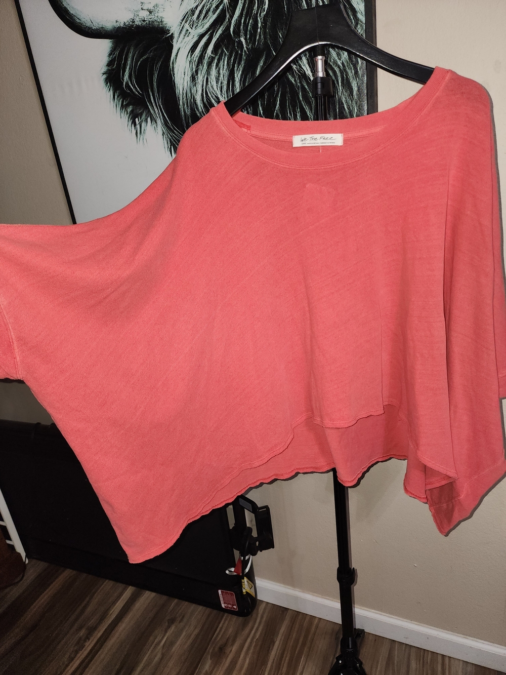 We The Free Coral Pink Oversized Cropped Pullover